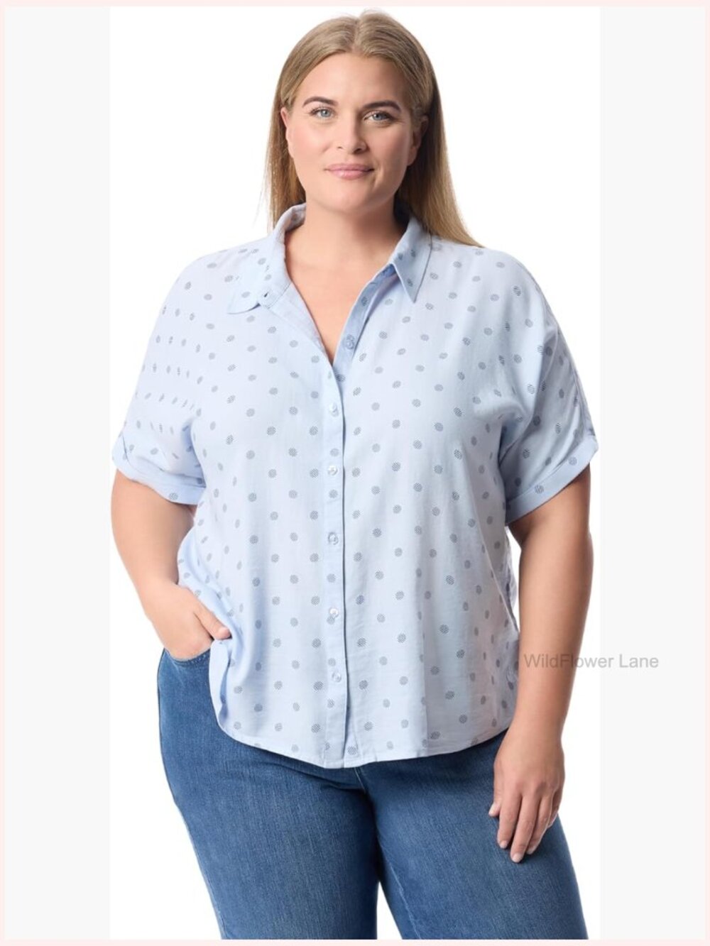Short Sleeve Button Down Shirt Plus Size High Low Hem